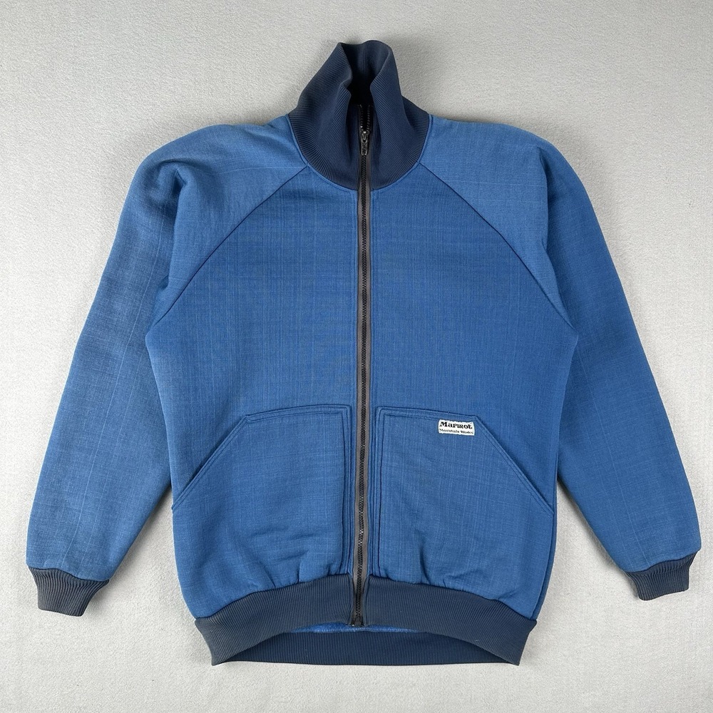 Vintage 70s 80s Marmot Mountain Works Jacket Men's Large Blue Reverse Pile Nylon